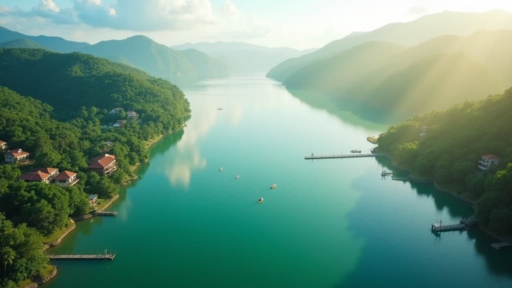 Vista aérea de represa brasileira ao amanhecer — Blog NaRepresa